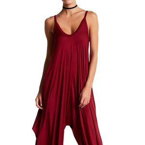 Red Sleeveless Drop Jumpsuit